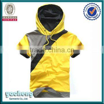 High quality cut & sew unisex casual hood t-shirt