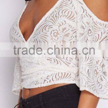 Hot Sale Woman Lace Tops Summer Latest Design Sexy Beachwear Lace Tops photo-6