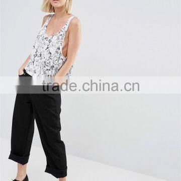 Oil Print Scoop Back Drop Womens Blank Dropped Armhole Tanks photo-2