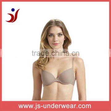 woman classic underwear everyday soft cup bra, ladies sexy nude color polyester elastical undear bra