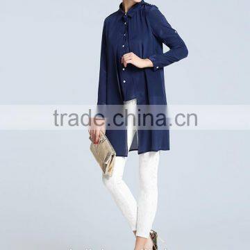 New Arrival Navy Fashion Ladies Long Shirt Designs Customized photo-5