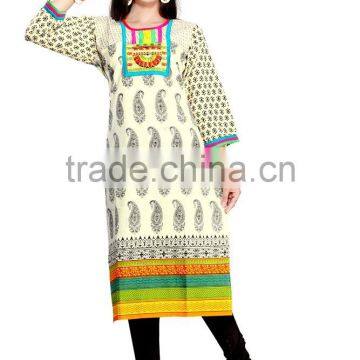 Pure Cotton Glamour Long Kurtis/western Kurti Designs/long Kurti Neck Designs photo-2