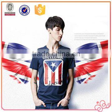 Round neck Men 100% custom t- shirt flag print T-shirt