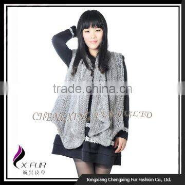 CX-G-B-03B High Quality Wholesale Price Real Knitted Rabbit Fur Women Vest