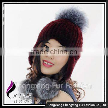 CX-C-42D Classic Real Mink Fur Customs Hats With Pom Poms photo-5