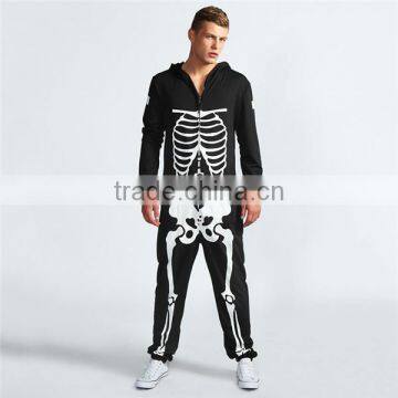 PA0004A adult footless pajamas adult onesie with skeleton printing