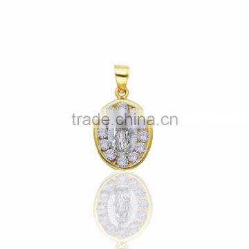 Two Tone Plated religious Mother Mary pendant