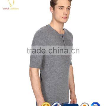 Short Sleeve T-shirt Wool Knitted Mens Crewneck Sweater photo-3