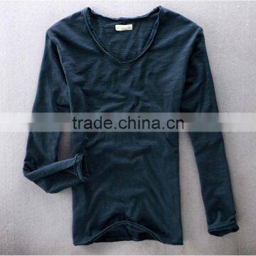 China WholesaleLong Sleeve White100% Cotton Blank T Shirt For Men photo-4