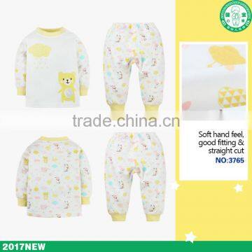 Winter New Design Yellow Cotton Children Pajamas Carter Baby Clothes Set photo-2