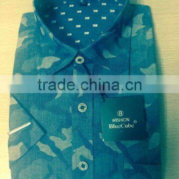 2014 fashion camouflage skull head pattern inside casual man shirt