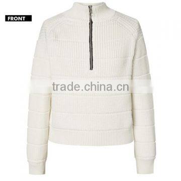 Most Popular New Design Woman Merino Wool Bomber Blank Jacket Sweater With Zipper photo-3