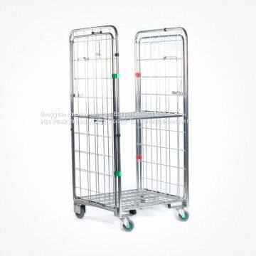 Metal Warehouse Collapsible Rolling Moving Cage Trolley