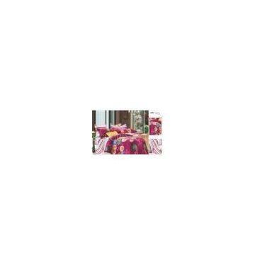 Home Bedroom Red Flower Printed Flat Queen Size 100 Cotton Custom Bedding Sets