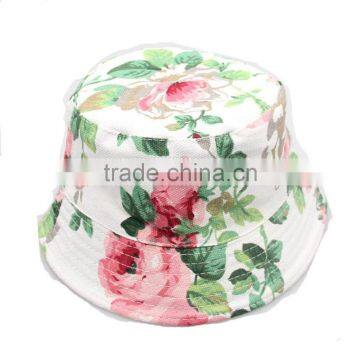 White Floral Pattern Bucket Caps Summer Sun Hat Fishing Outdoor Caps