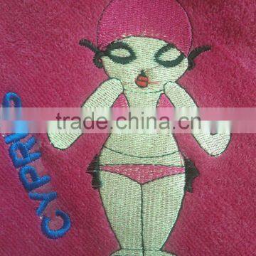 gaoyang hebei made in china breathe freely jacquard border velvet embroidered polyester/cotton beach towel 90*180cm