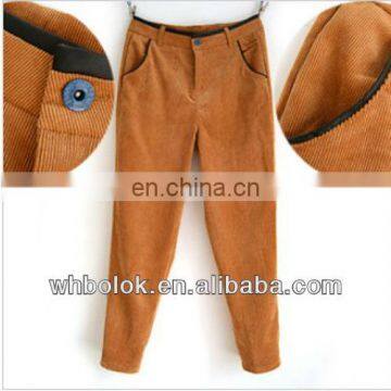 OEM Ladies new design corduroy cotton black pants for lady