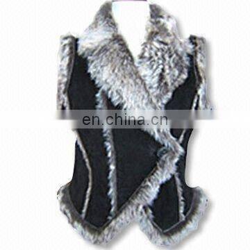 Ladies Pig Split Vest with Fake Fur Inside