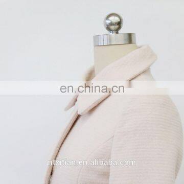 Wholesale Sweet Long Sleeve Pink Wool Dress Coat photo-3