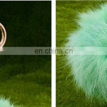 Promotional Charm Fluffy Fox Fur Ball Pom Poms Accessories Plush Keychain Car Keyring Bag Purse Pendant Heart Shape photo-5