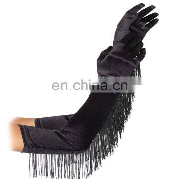 2 Sexy-lingerie Solid Satin Opaque Long Gloves Fervent Fringed Elbow Glove Beautyslove Lovely FIERY TASSELS OPERA GLOVES