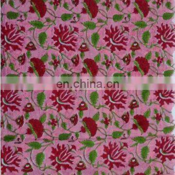 Pure Cotton Hand Block Print Floral Fabric Cotton Fabric Jaipuri Sanganeri Fabric wholesaler from India / Fabric