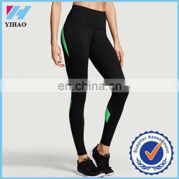 Yihao 2015 latest fashion design tight fitted nice color waistband high quality lycra sports fitness leggings