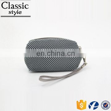 CR Export all over the world aluminum surface portable long handle ladies coin purse wholesale gray toilet bag