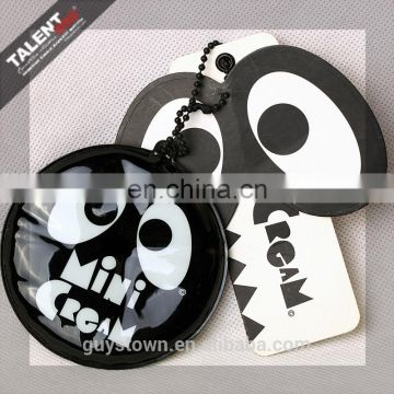 Custom paper printed Black Punched Shape Hangtag With PVC Cotton Filling Pendant for kid's Garment