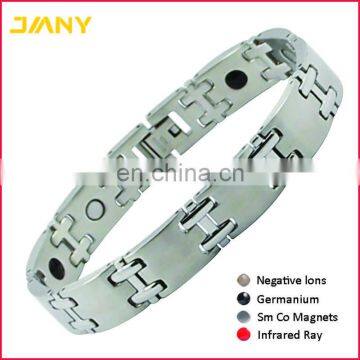 Custom Mens Magnetic Therapy Silver 4 in 1 Permanent Bracelet Stainless Steel Jewelry