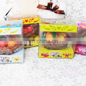 fruit basket shape eraser set children toy fruit eraser set