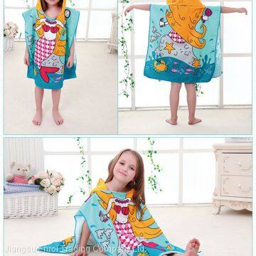 New Children Cute Cartoon Hooded Cloak Beach Towel Animal Printed Microfiber Baby Boys Girls Kids Swimming Bath Towel 120x60cm photo-3