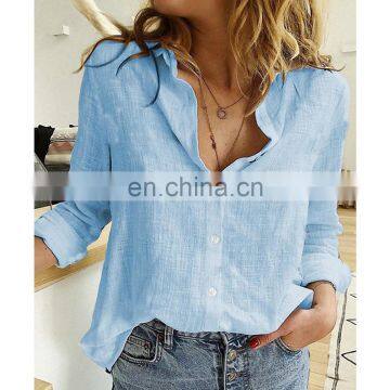 2020 Autumn Linen White Shirt Femme Womens Tops Fashion Long Sleeve Korean Woman Blouse photo-4