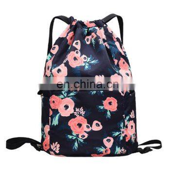 Hot sell Ladies Cheap Dance Gym Backpack Nylon Drawstring Bag Pouch  For College