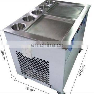 Two round and flat pans ice frying machine, yogurt, ice cream making machine