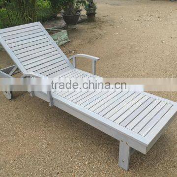 PREMIUM QUALITY - white wash sunlounger - wooden furniture - acacia furniture