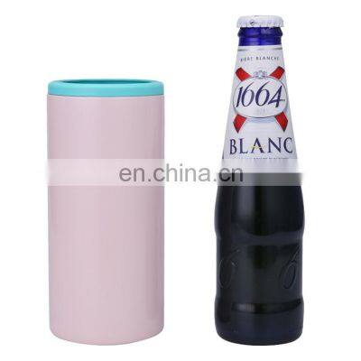 Factory dierct sale 12oz insulated double wall shaped beer can cooler steel stainless steel can cooler cola