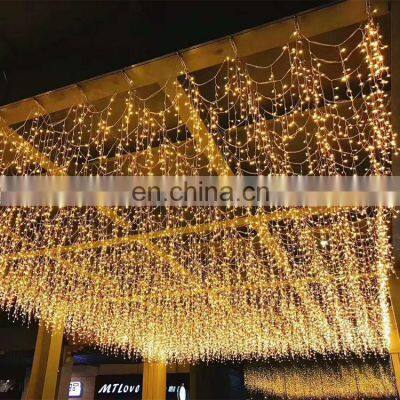 Tonghua Modern Decorative Light Garland LED Chips Blue Warm White Colors Christmas Curtain Ceiling Wave String Lamp