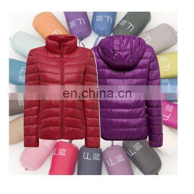 Wholesale custom ladies lightweight down jacket short stand collar large size ultra-thin lightweight outdoor down jacket