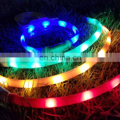 LED USB Rechargeable Glowing Pet Dog Collar for Night Safety Fashion Light Collar for Small Medium Large Dog