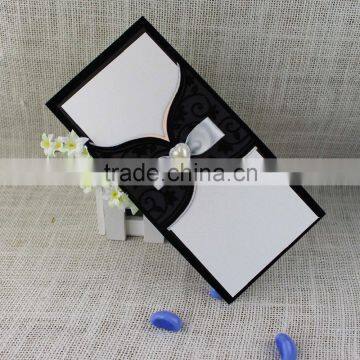 2016 Stylish Nice Luxury Unique Black Flocking Wedding Invitation Card photo-4