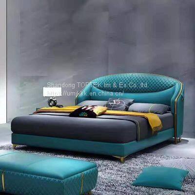 UMIKK Manufacturer Wholesale King Size Most Modern Top Grain Leather Bed