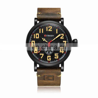 CURREN 8283 Men's Leather Watches Quartz Movement Cheap Fashion&Casual Auto Date Leather Band Watches