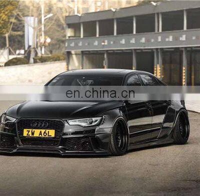 Runde Perfect Fitment For Audi A6 S6 RS6 Upgrade Carbon Fiber Wide Body Kit Front Bumper Lip Wide Wheel Eyebrow Spoiler photo-5