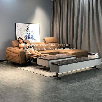 Italian Leather Sofa Space Capsule Electric Function Living Room Modern Minimalist Corner Combination Leather Sofa photo-4