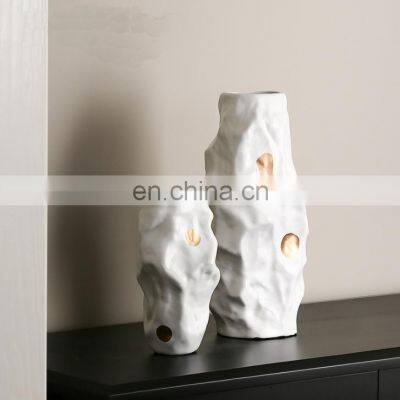 Artificial Flower Clay Vases Gold Decor Outside Personalized Boho Coffee Porcelain Luxury Home Dots Dot Decorative Ceramic Vase photo-3