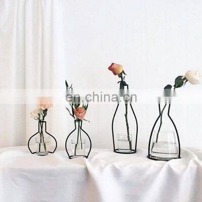 Retro Iron Line Table Flowers Vases Nordic Decoration Home Metal Plant Holder Nordic Styles Flower Vase Home Decor