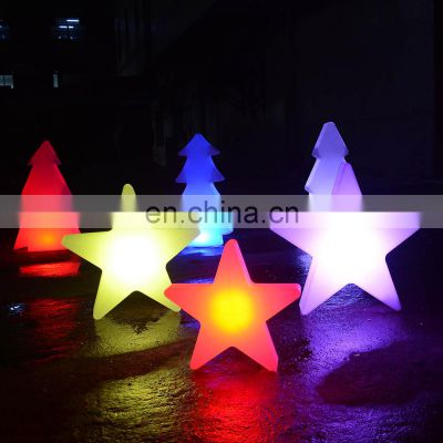 led star lights /Multi color plastic star /tree/snow led rechargeable lamp  Christmas decorations lights