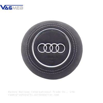 For Audi A4 B8 Alcantara Leather Steering Wheel Airbag Cover Trim Cover White/Black/Red Stitching photo-5