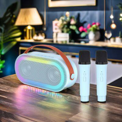 Custom Loa In Music Studio Karaoke Machine Mic Led Portable Machine For Kids And Adults Wireless Microphone Speaker Bluetooth